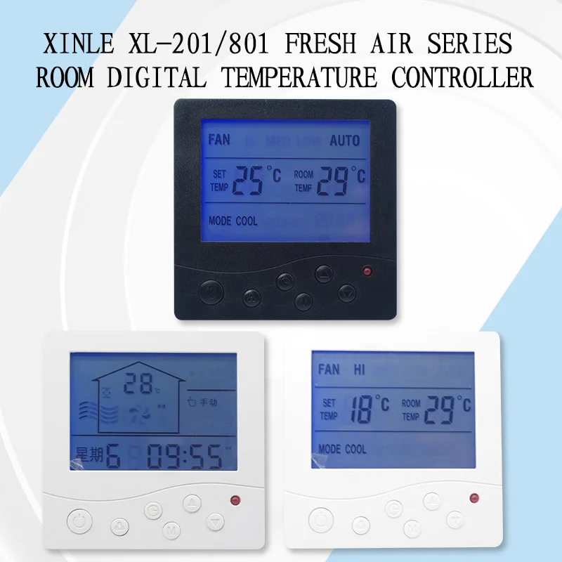 LCD panel room digital thermostat central air conditioning smart switch gas boiler programmable Fresh air system Fan valve HVAC