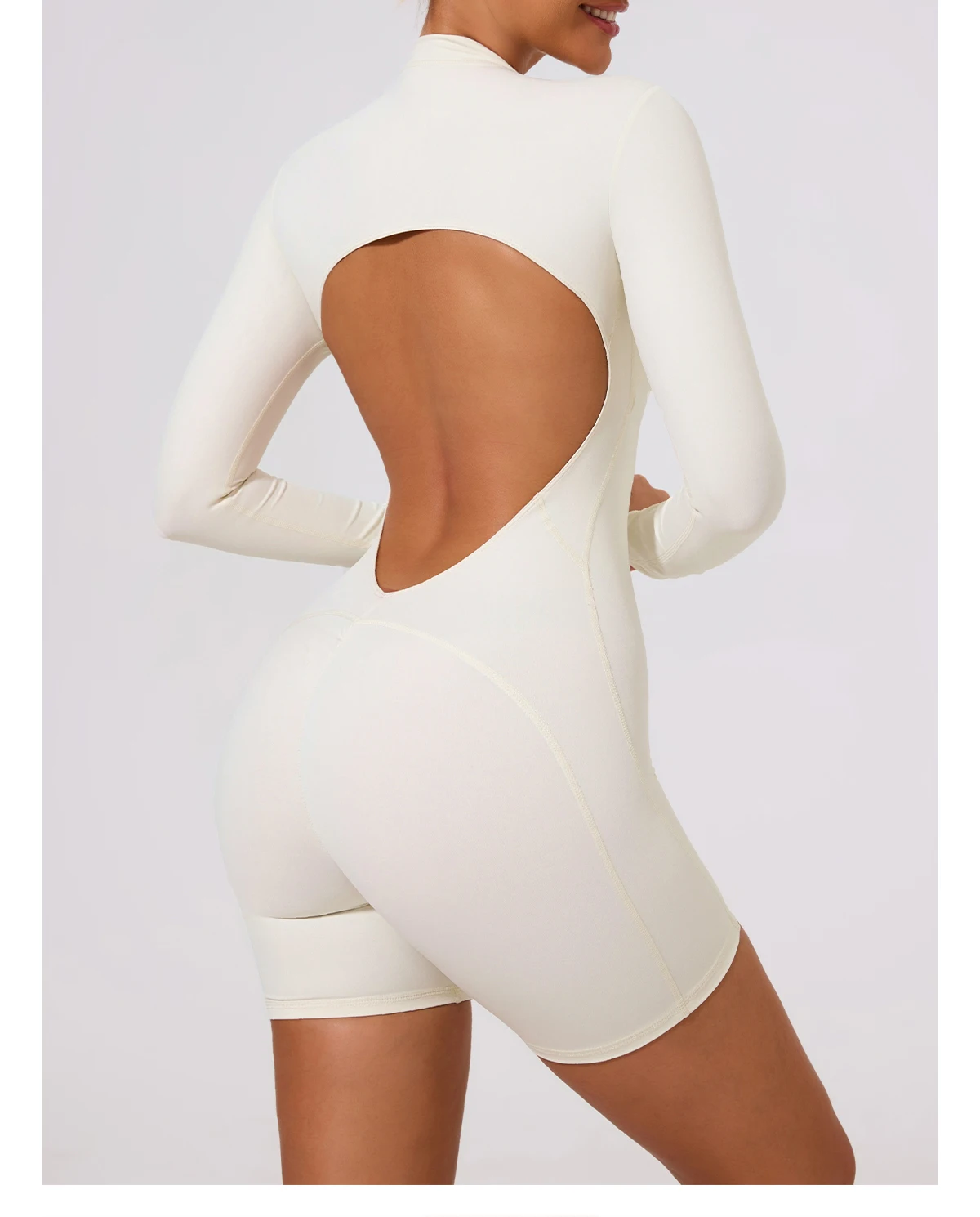 Ctenkevet Sommer Halb-Reißverschluss Frauen Gym Overall Weibliche Im Freien Atmungsaktive V Zurück Active Gesäß Lift Sport Outfit Für Frau – Detail 24