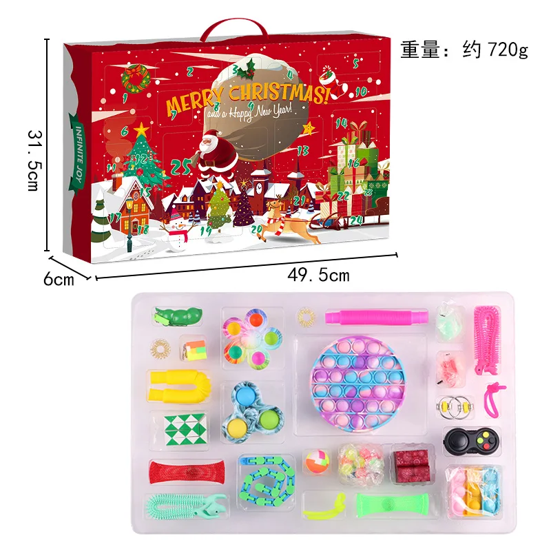 In Stock 24-25Pcs Christmas Advent Calendars 24 Days Fidget Toys Lucky Mystery Blind Box Xmas Gifts Novelty Surprise For Kids