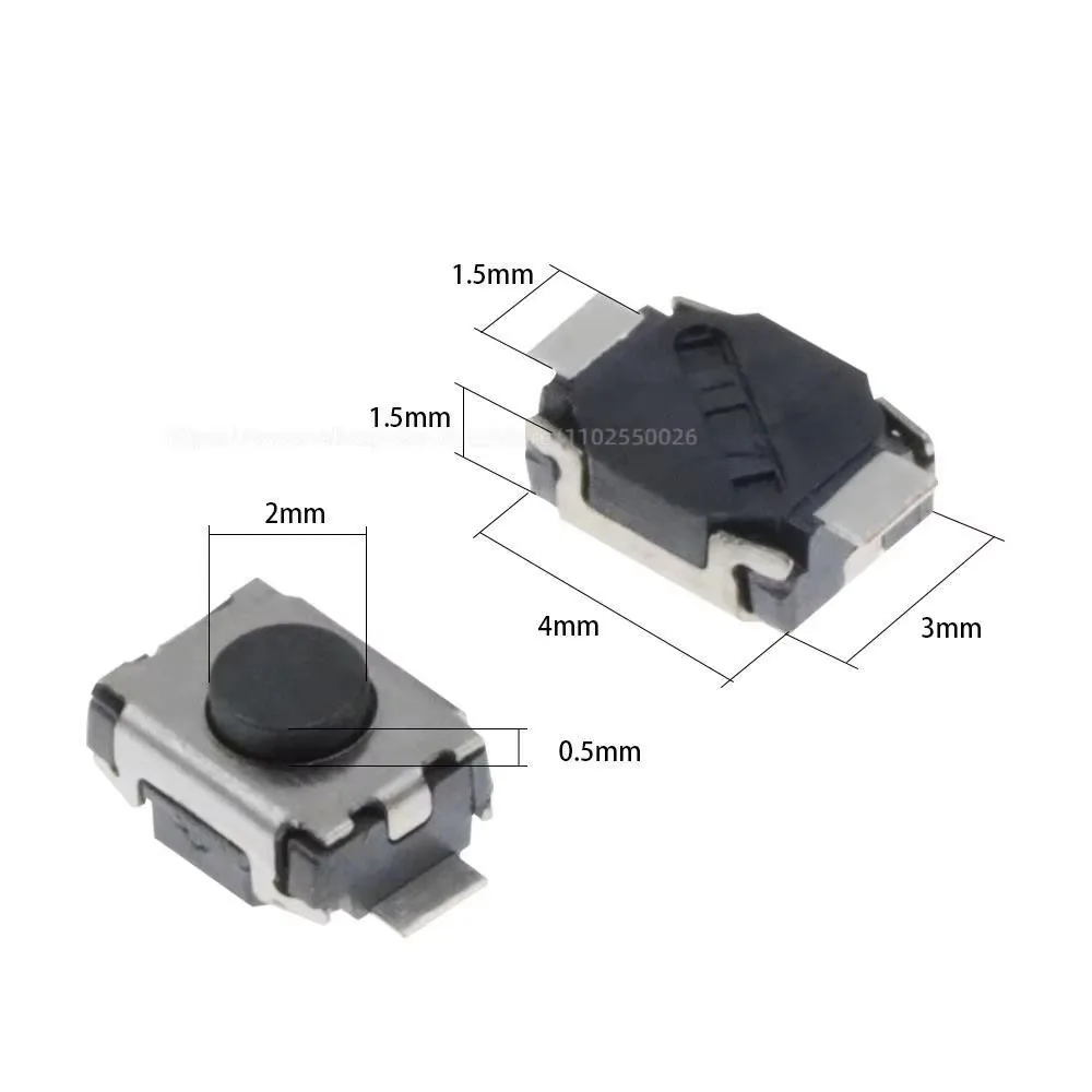 500PCS 3*4*2.0 2Pin Button Two Foot Feet 2Pin SMD Patch Tact Switch Vertical Push-Button Switch Micro 3X4X2MM SMT SMD