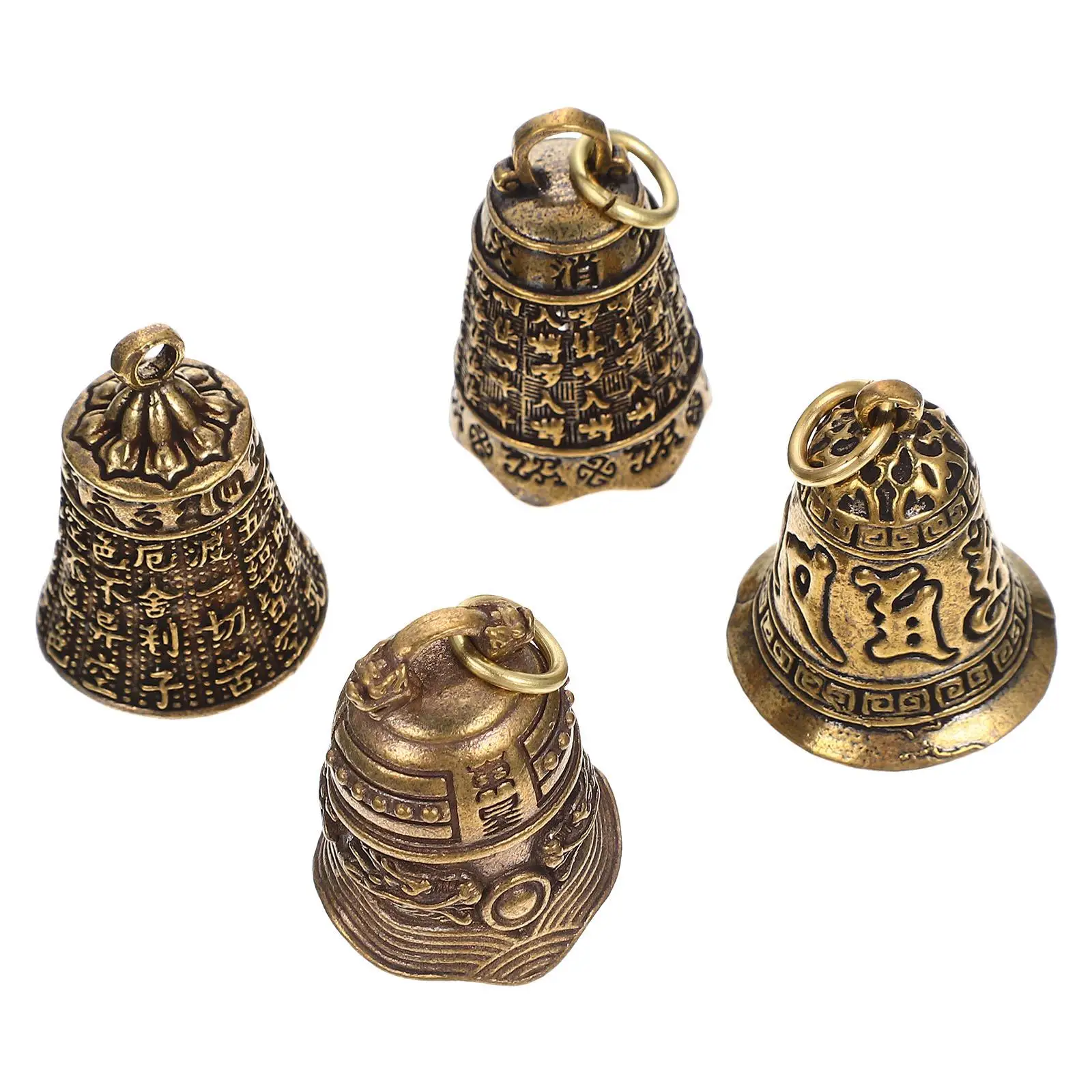 

4pcs Gourd Pendant Bell Decor Hanging Ornaments Mini Bells Keychain Brass Vintage Charm Necklace Accessories Car Office Decor