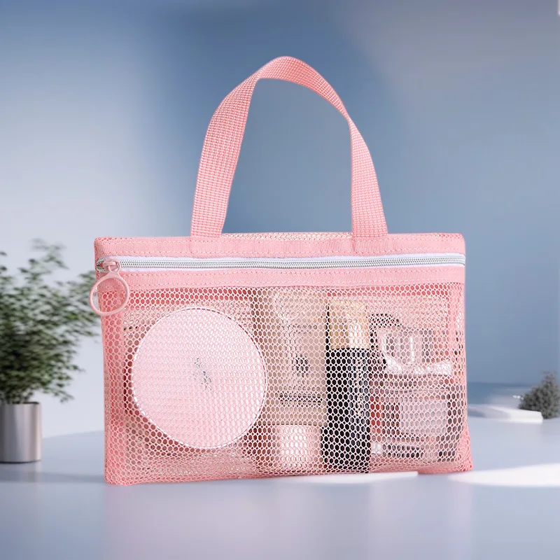

Сетчатая косметичка, маленькая ручная косметичка, косметичка, сетчатая цилиндрическая сумка для хранения для ванной комнаты, спортзала, плавания