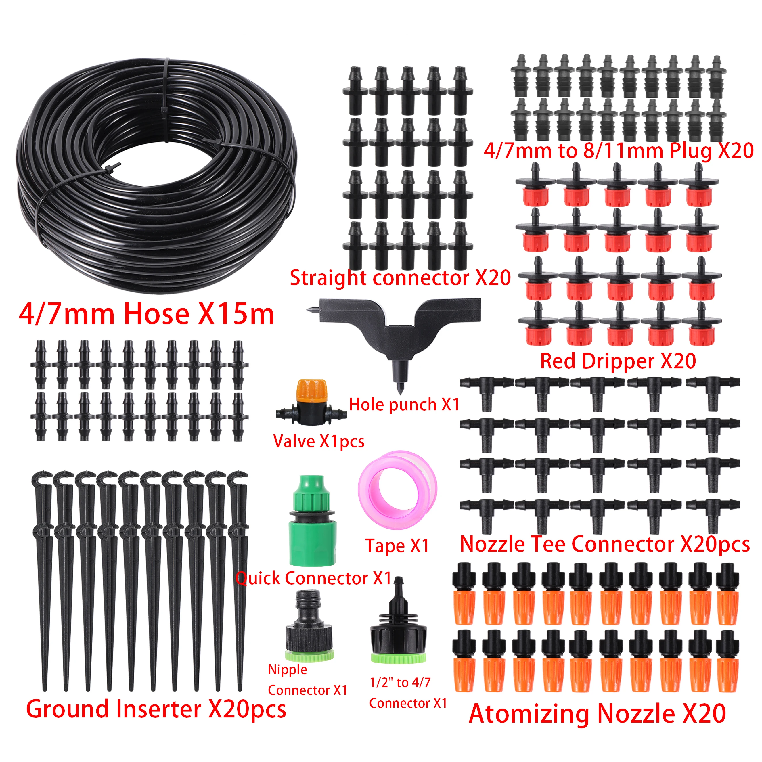 10/15/20/25/30M DIY Watering Kit Misting Sprayer Dripper Drip Auto Irrigation Kit Garden Flower Bed Greenhouse Lawn Sprinklers