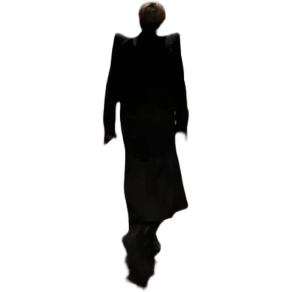 NIGO MR Black Pointed Shoulder Pads Blazer Vintage Dark Trendy Retro Suit High Street Hip-hop Trench Coat Jacket  #NGTOP11233