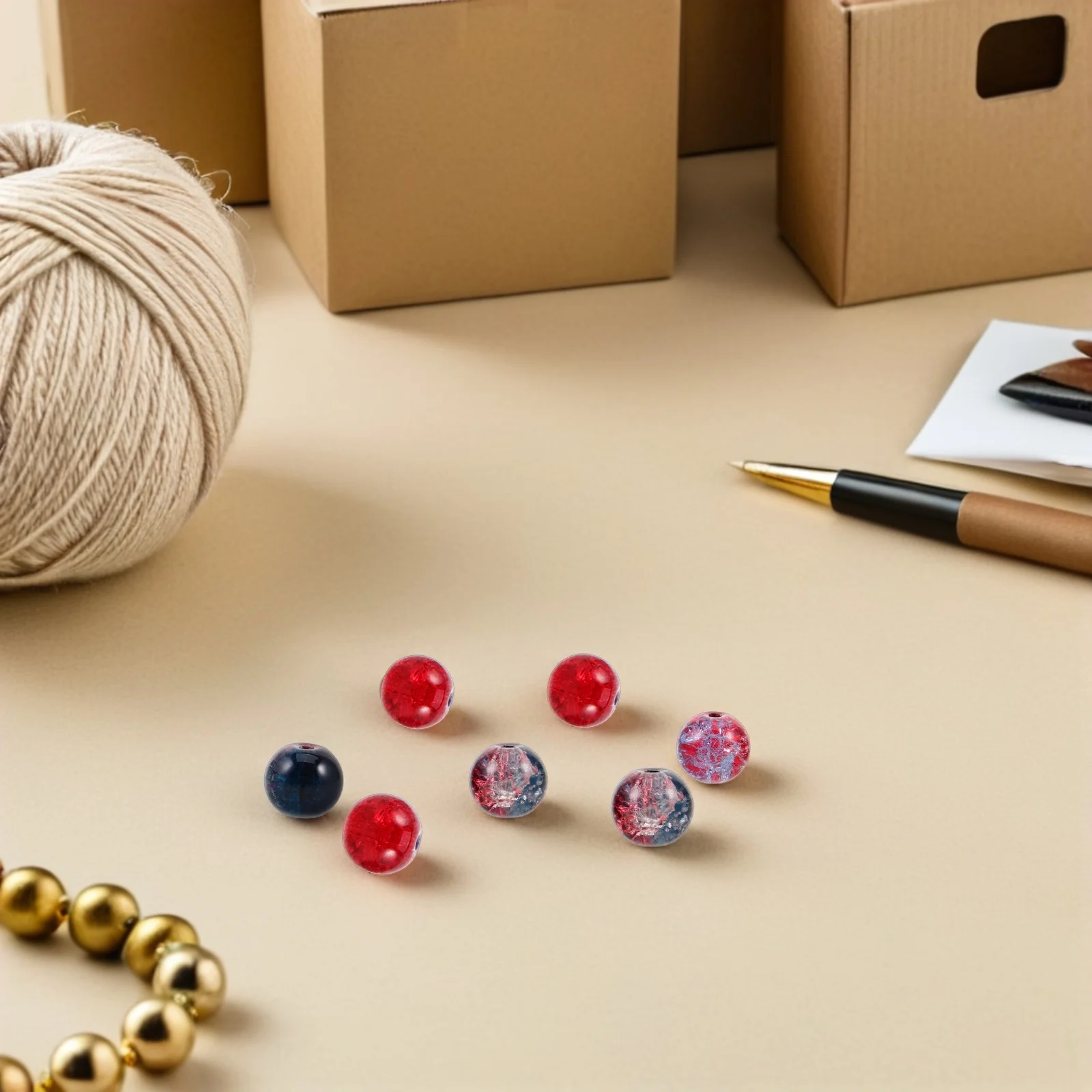 

200Pcs Crackle Glass Beads 10Mm Round Mixed Loose Beads for DIY Jewelry Making Bracelet Earring Necklace Craft Beading Supplies