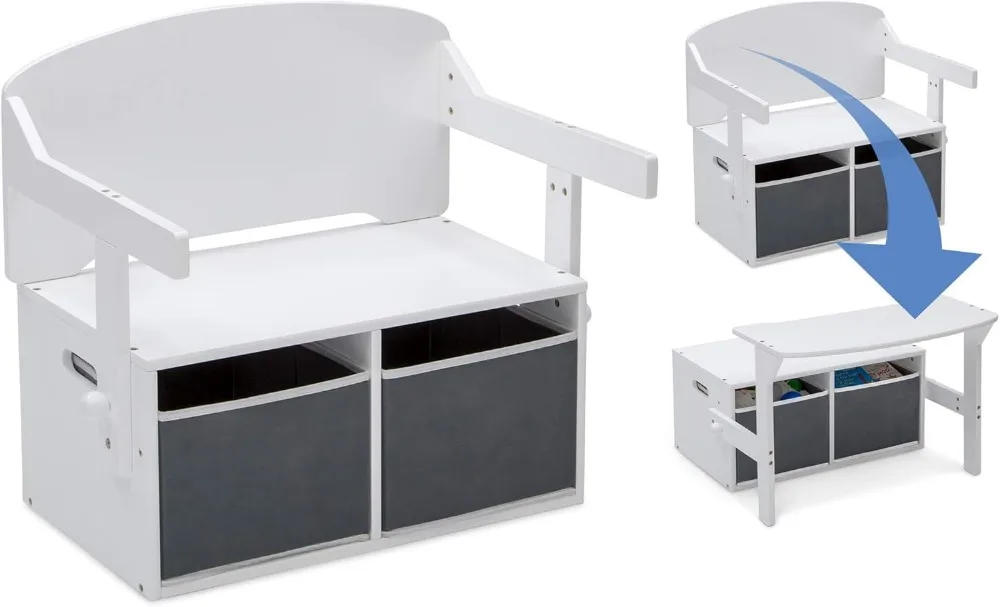 Kids Convertible Activity Bench - Greygold Certified, Multi-Functional Storage Desk for Ages 3+