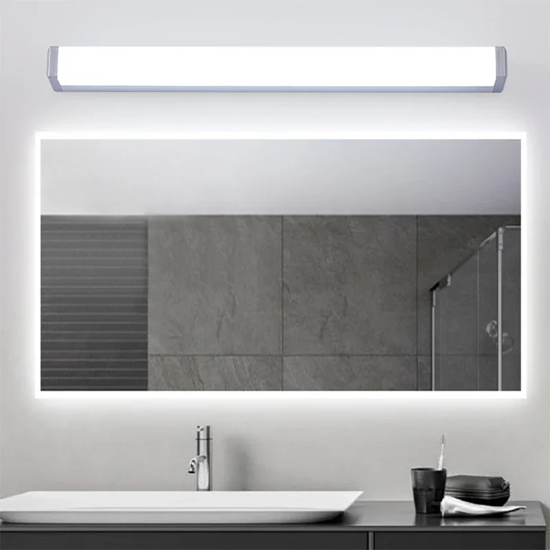 Modern LED Mirror Front Lights Minimalist Silver Aluminium Wall Lamps For Bathroom Vanity Cloakroom Bar Indoor Decorate Lighting