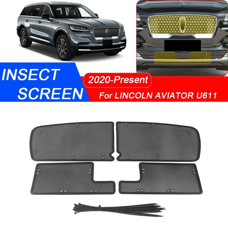 4pcs For LINCOLN AVIATOR U611 2020-2025Car Insect-proof Air Inlet Protection Cover Insert Vent Racing Grill Filter Net Accessory