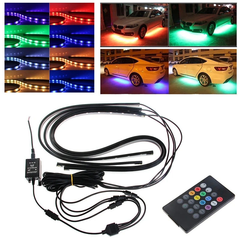 

90/120cm Car RGB LED Strip 5050 SMD DC12V 6000K RGB LED Strip Under Car Tube Underglow Underbody System Neon Light Kit Hot Sell