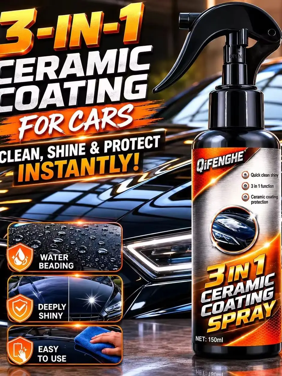 Hydrophobes 3-in-1 Keramik-Nano-Beschichtungsspray für Auto-Außenpolitur, entfernt Wirbelmuster, Hochglanz, langlebig, 150ml