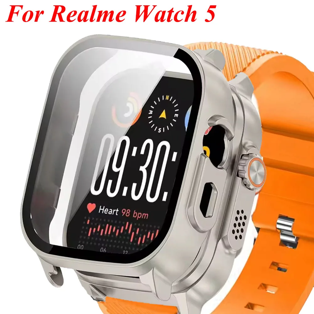 

Закаленное стекло + чехол для Realme Watch 5, универсальный защитный чехол, бампер для Realme Watch 5, защитная пленка для экрана, аксессуары