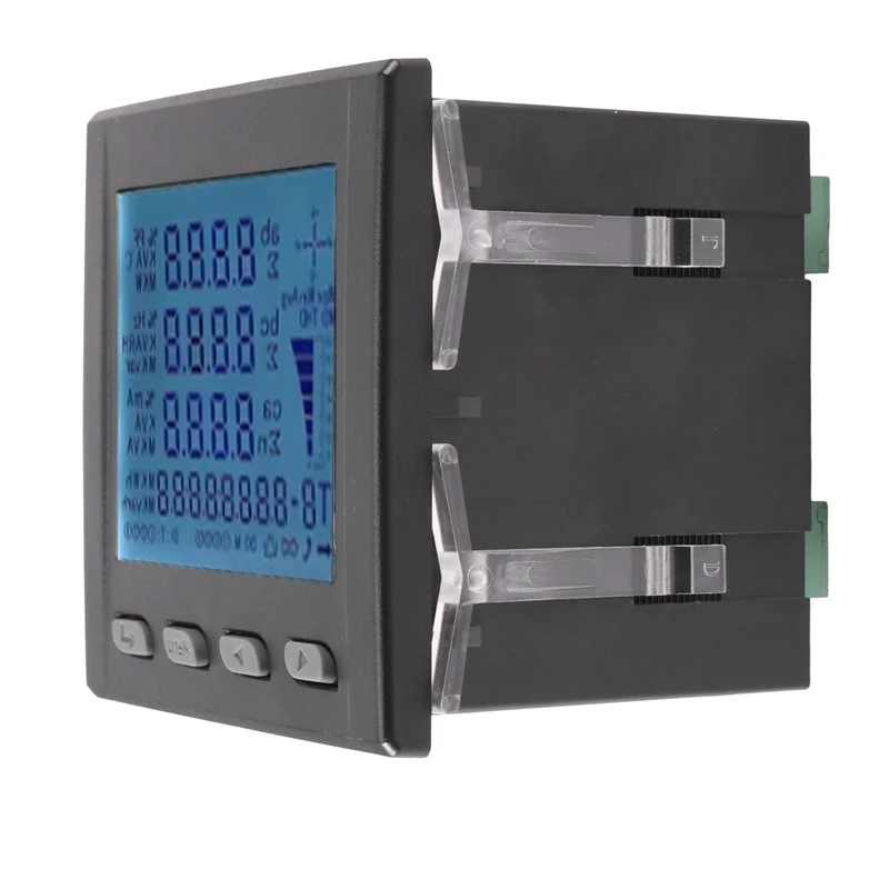 3 Phase Power Meter LCD Display Short Case Ampere Voltage Kwh Watt Var Power Factor Frequency Multifunction Meter