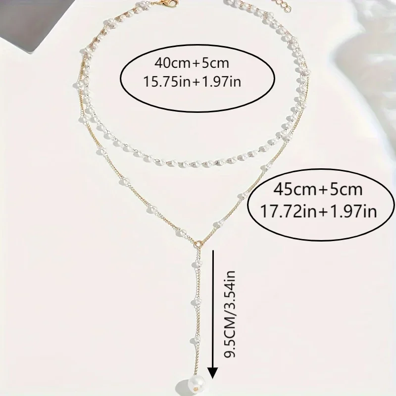Korean Imitation Pearl Double Layered Fashion Big Ball Bead Pendant Tassel Necklace Women's Sexy Front Chest Body Jewelry image 5
