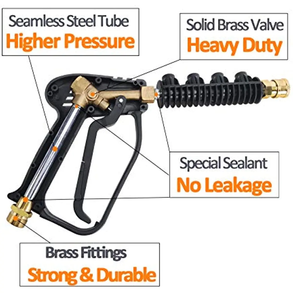 مسدس رش لغسالة الضغط العالي 4000 رطل لكل بوصة مربعة مع تركيب مدخل M22-ID14mm، مسدس مياه نفاث بديل لغسالة الطاقة