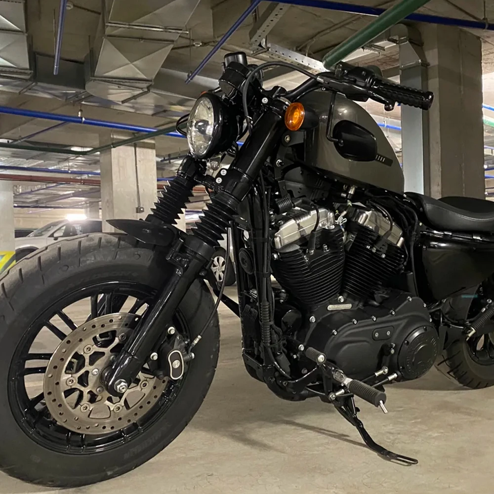 FOR Harley X48 XL1200X Forty Eight 2016-2022 Front Fork Cover Protector Gaiters Boot Dust Shock Cover Pair Rubber Aluminum