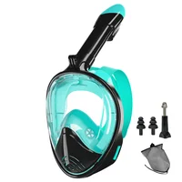 Máscara de snorkel de cara completa, máscara de buceo de silicona, panorámica completamente seca con soporte para cámara, juego de gafas de natación de marco grande para adultos