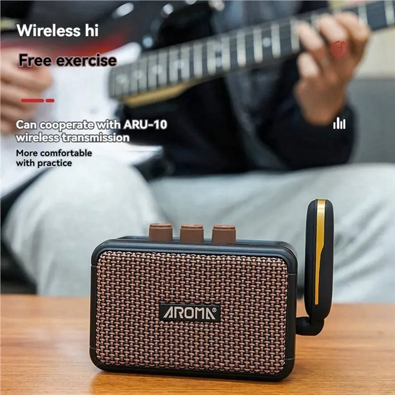 3X Aroma AG-04 Mini Electric Guitar Amplifier 5W Portable Bluetooth Speaker For Electric Guitar Retro Rechargeable Amp view 6