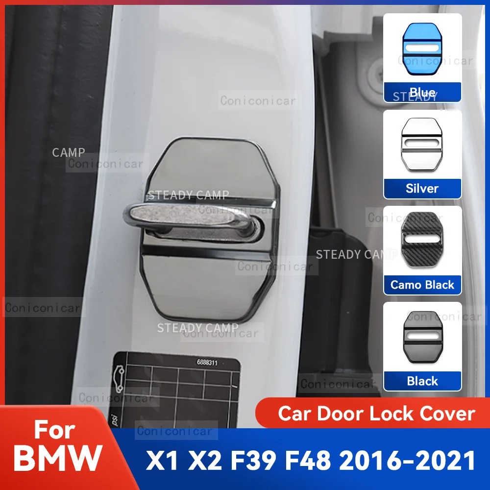 Auto Car Door Lock Protect Cover Emblems Case Stainless Steel Decoration For BMW X1 X2 F39 F48 2016-2021 2020 Accessories