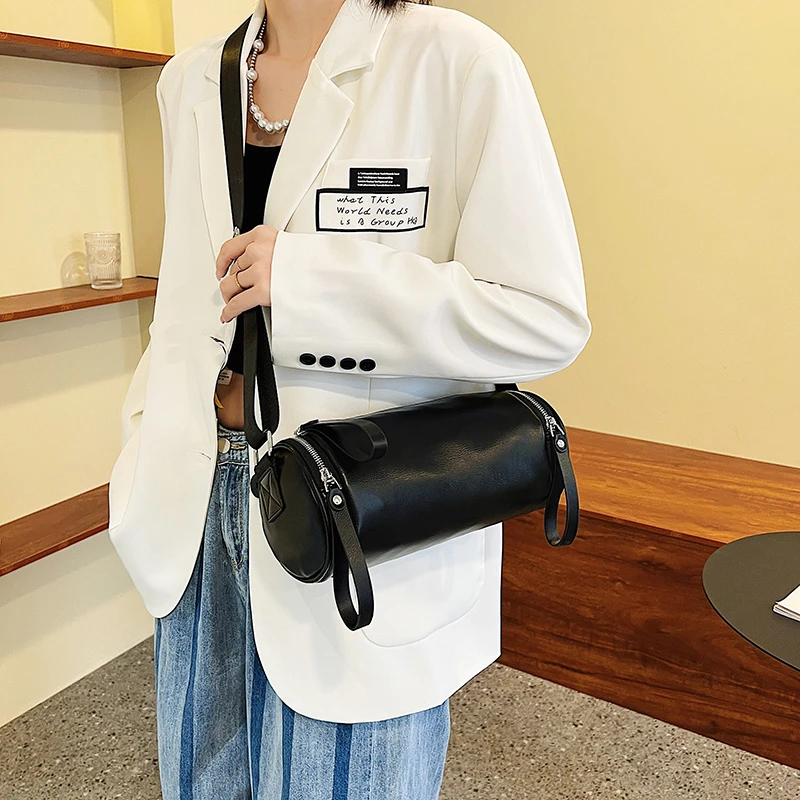 Luxury Designer Shoulder Bag for Women Genuine Leather Handbags Fashion Soft Crossbody Bags for Female Cylindrical Bag Sac 2023