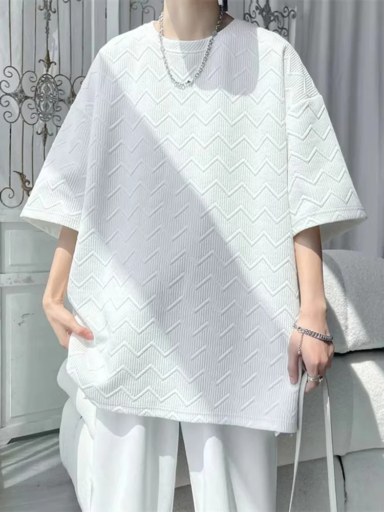 

Мужская футболка оверсайз из плотного чистого белого хлопка 320 г, летняя, свободного кроя, с коротким рукавом, модная, повседневная, молодежная, трендовая.