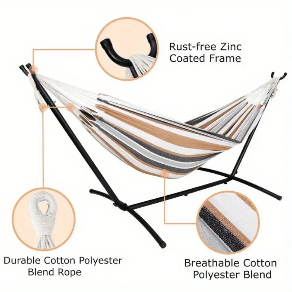 9FT Portable Hammock Heavy Duty Steel Stand 2-Person w/Carrying Case Max 620lbs