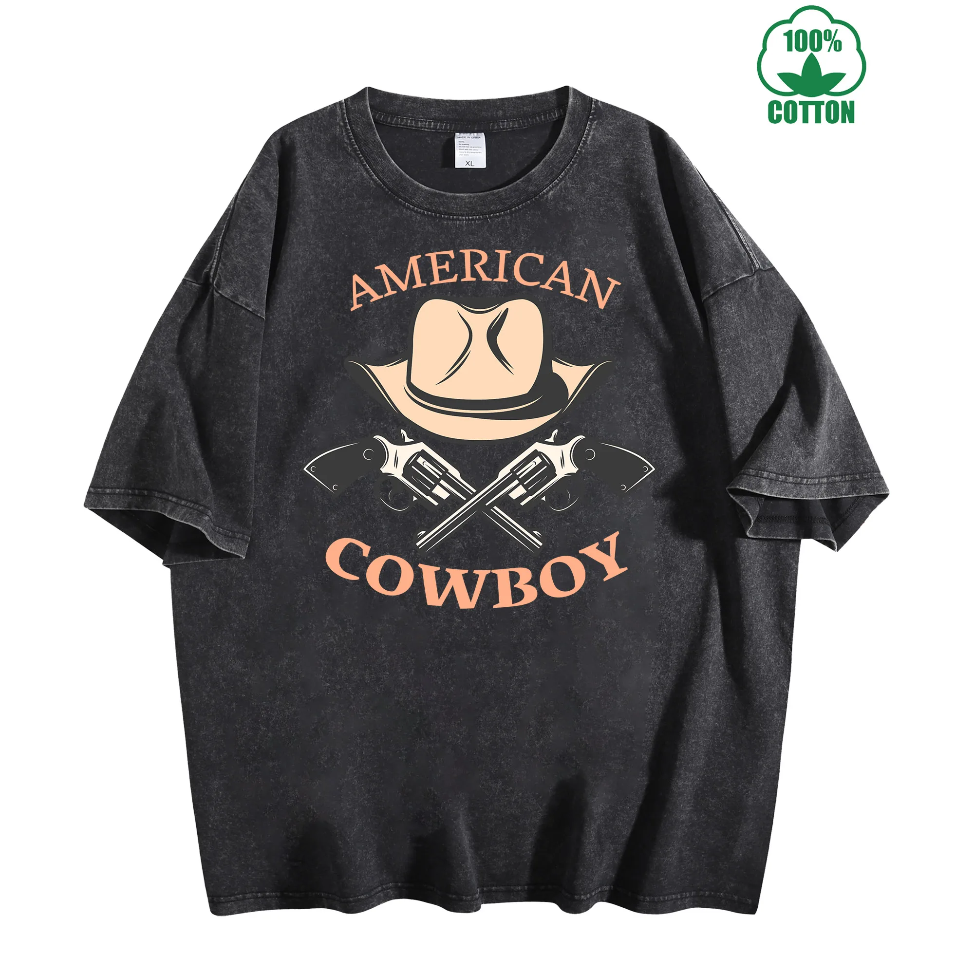 

Винтажная потертая футболка Whiskey Cowboy, 230 г, 100% хлопок, удобная уличная одежда большого размера, унисекс
