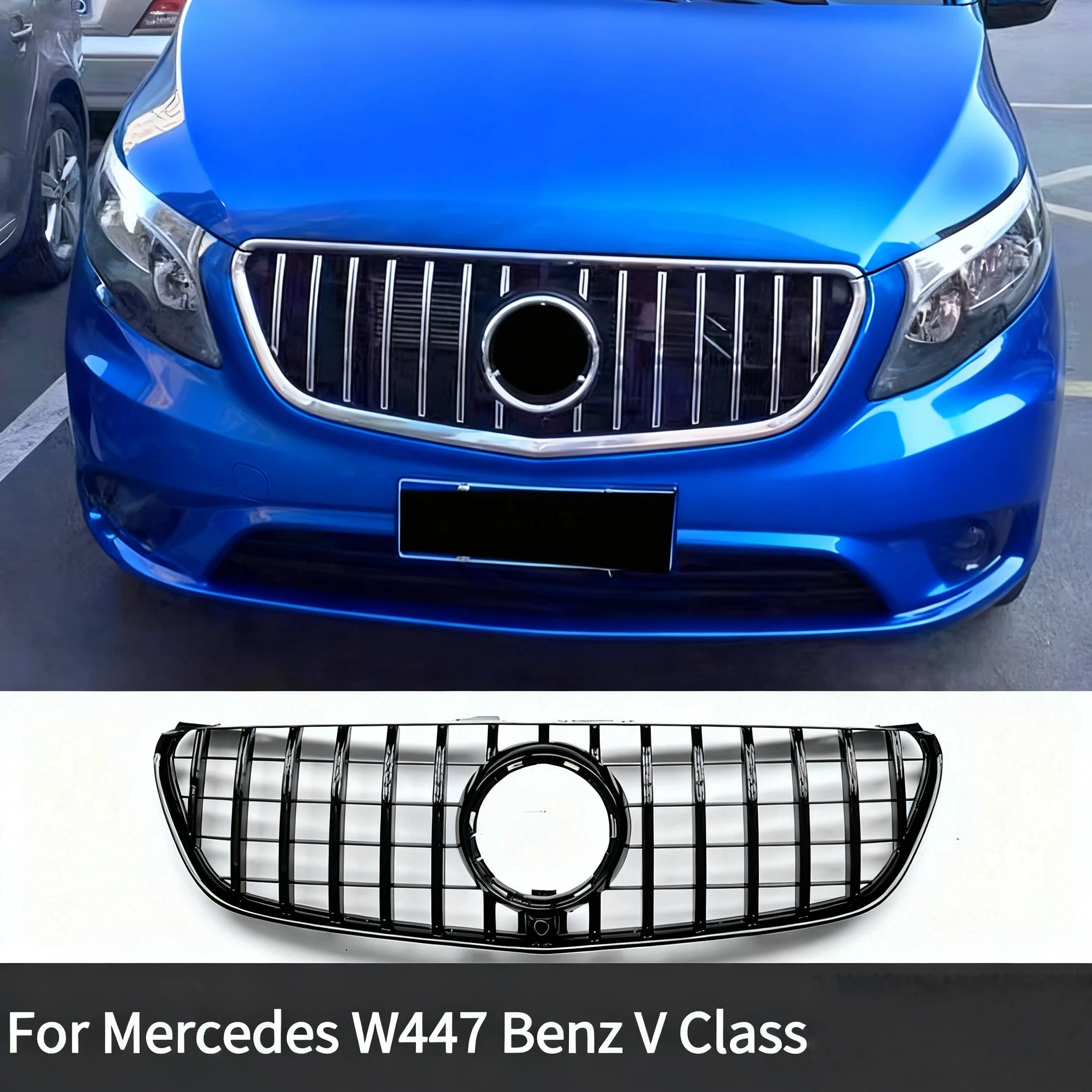 

Для Mercedes Benz V-Class W447 V250 V260 2015-2019 2020-2023 GTR стиль передний бампер гриль гоночная решетка аксессуары