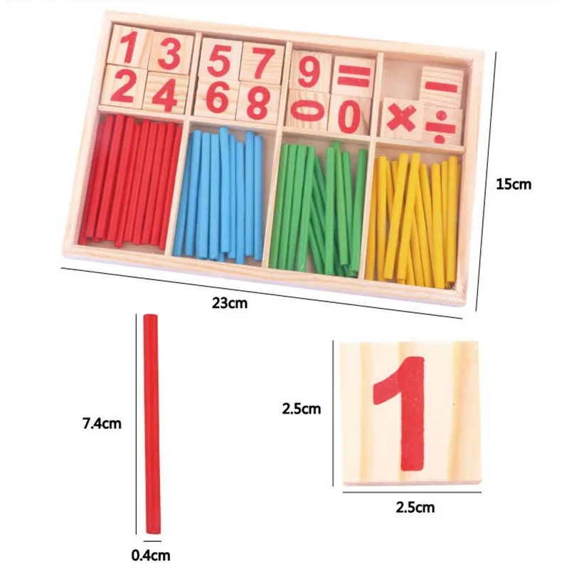 الوسائل التعليمية الخشبية عدد الرياضيات حساب لعبة الملونة العد العصي الاطفال تعلم ألعاب تعليمية #6