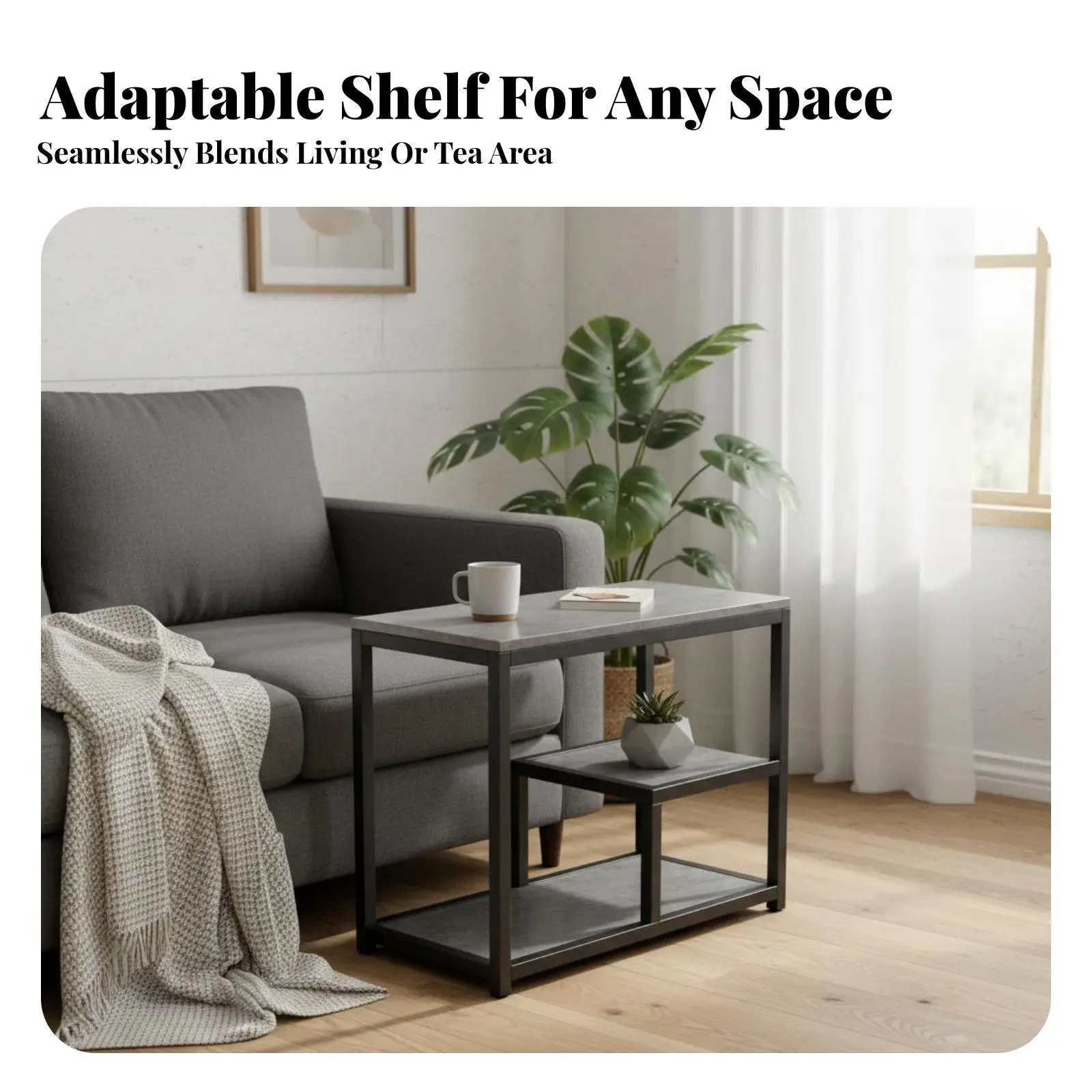 three-shelf Narrow Side Table Slim Design Household Furniture Space-Saving Storage Rack for Apartment Dwellers, Students, Living