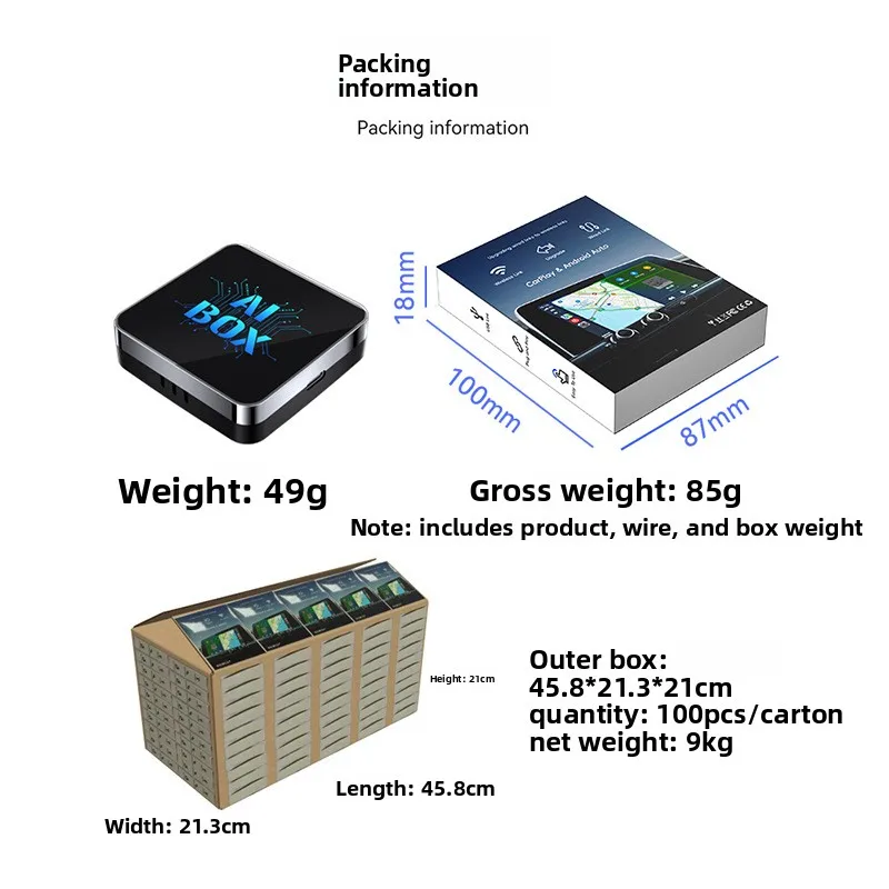 Android 13 AI Box, 2+16G 2+32G Wireless CarPlay Android Auto Adapter, Smart Multimedia Player for Factory OEM Car Stereo