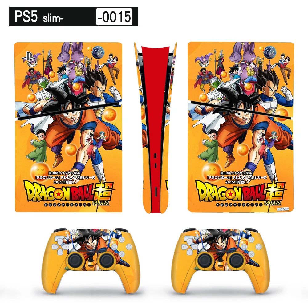 Dragon Ball PS5 Slim Skin Stickers for Playstation 5 Slim Disc CD Console Controllers Anti-Scratch Vinyl Sticker Decal Cover