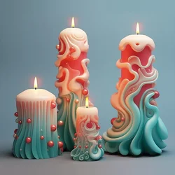 Irregular striped cylindrical candle silicone mold Wave cylindrical candle silicone mold Resin gypsum mold Soap molds home decor