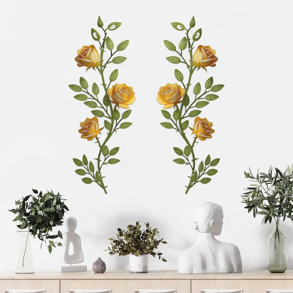 Unique Metal Botanical Wall Art Iron Flower Hanging Sculpture Modern Home Decor Wall Ornament For Living Room Bedroom