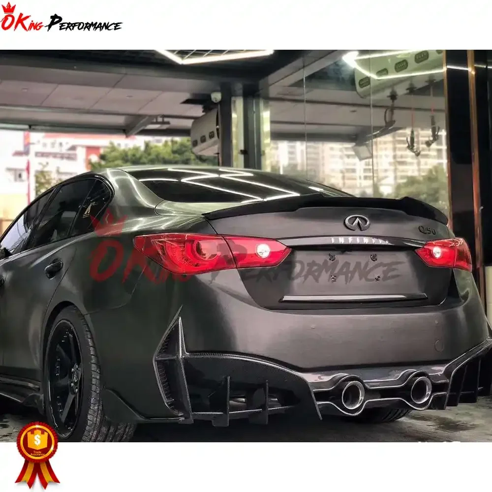 Project Black S Concept Style Partial Carbon Fiber Rear Bumper For Infiniti Q50 Body Kit