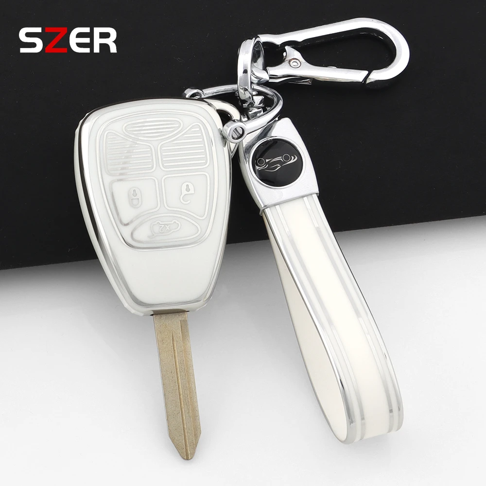 Black TPU Car Key Case Cover For Jeep Wrangler Compass Patriot Liberty Chrysler 300 PT Dodge JCUV Caliber Nitro Fob Accessories