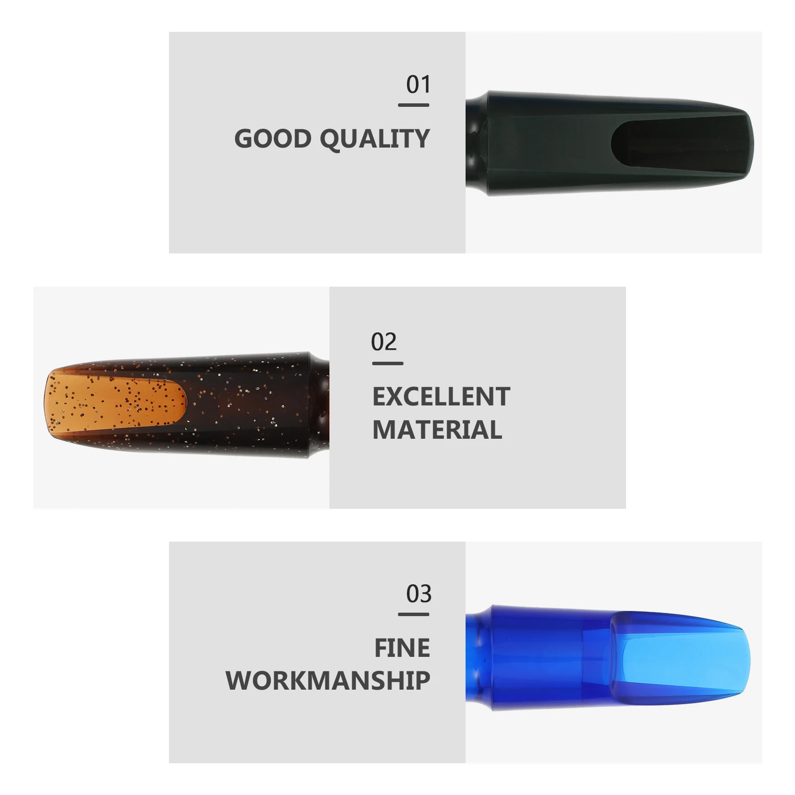 

3Pcs Saxophone Accessories High Quality Mouthpieces Natural Tone Easy Performance Replacement for Old Broken Assorted Colors