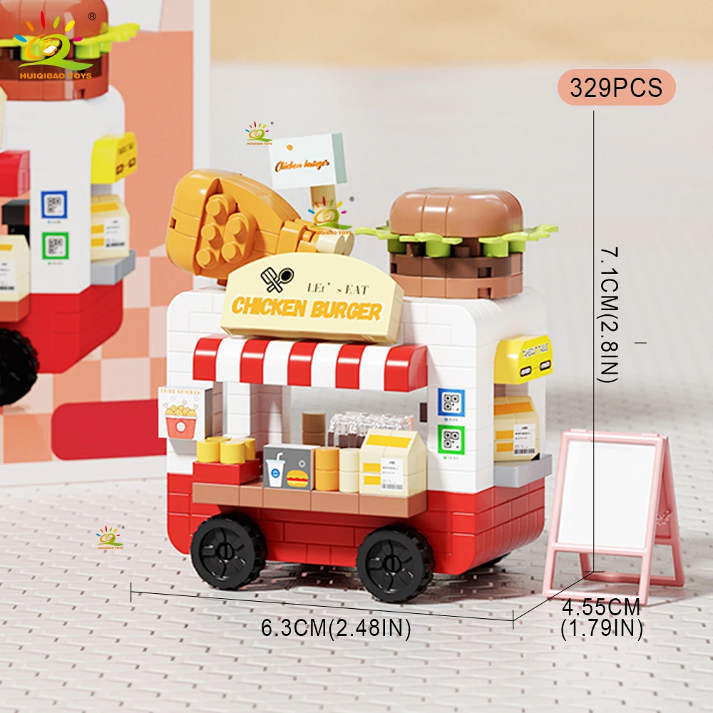 HUIQIBAO Niedliches MOC-Modell eines Lebensmittelgeschäfts, Mikro-Baustein-Set, Straßenansicht, Miniaturmodell, Bausteine, Spielzeug für Kinder, Schreibtisch- und Heimdekoration. – Detail 6