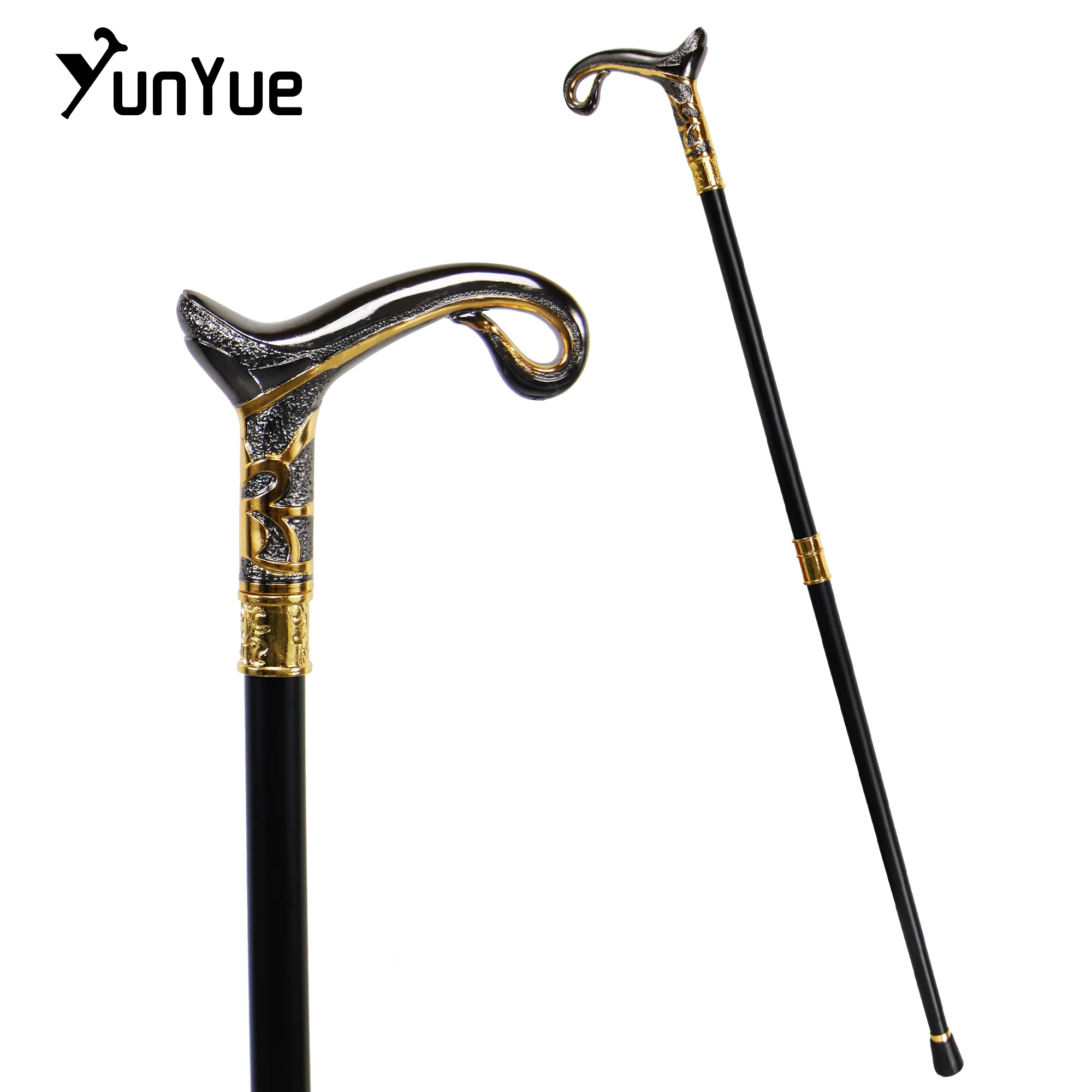 Black Gold Magic Lamp Fashion Walking Stick Art Decorative Walking Cane Gentleman Elegant Crutches Cosplay Film Props Crutch 93