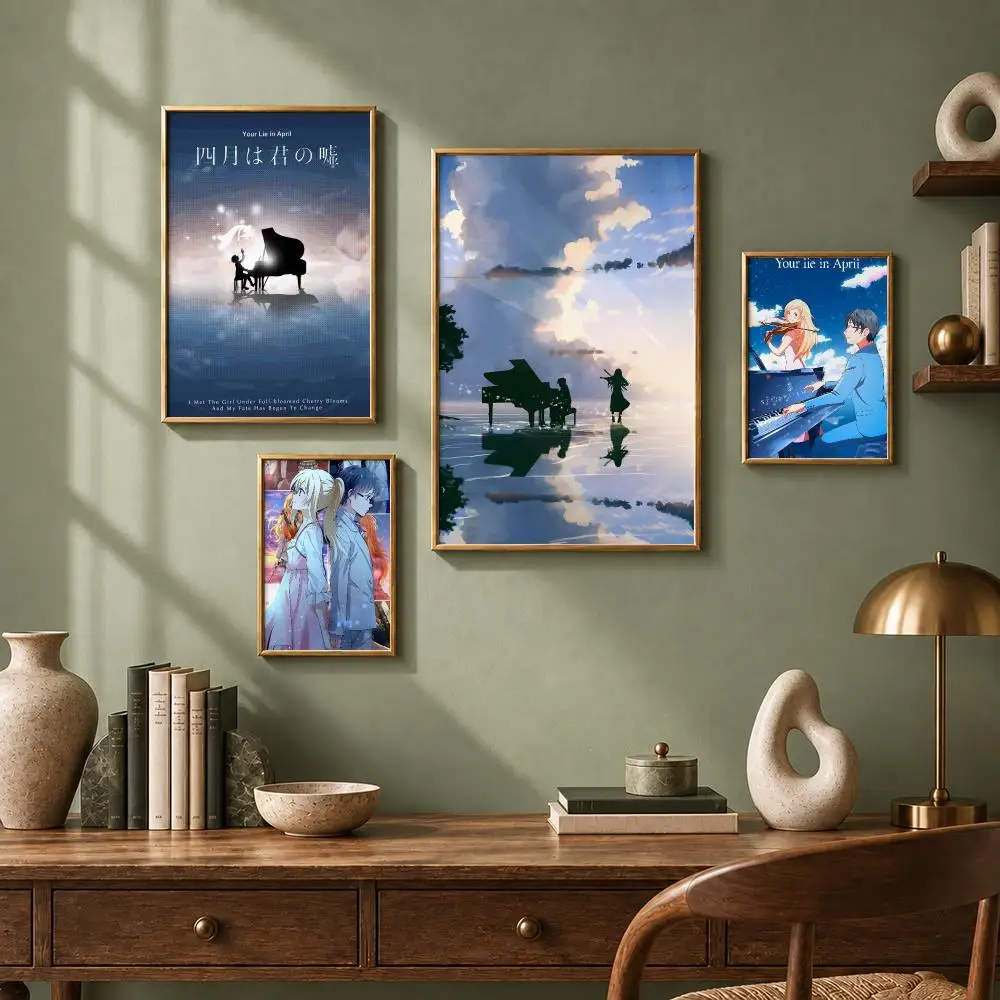 Romantic Anime Y-Your Lie in AprilS Poster HD Self-Adhesive No Residue After Removal Ideal for All Kinds of Wall Decor