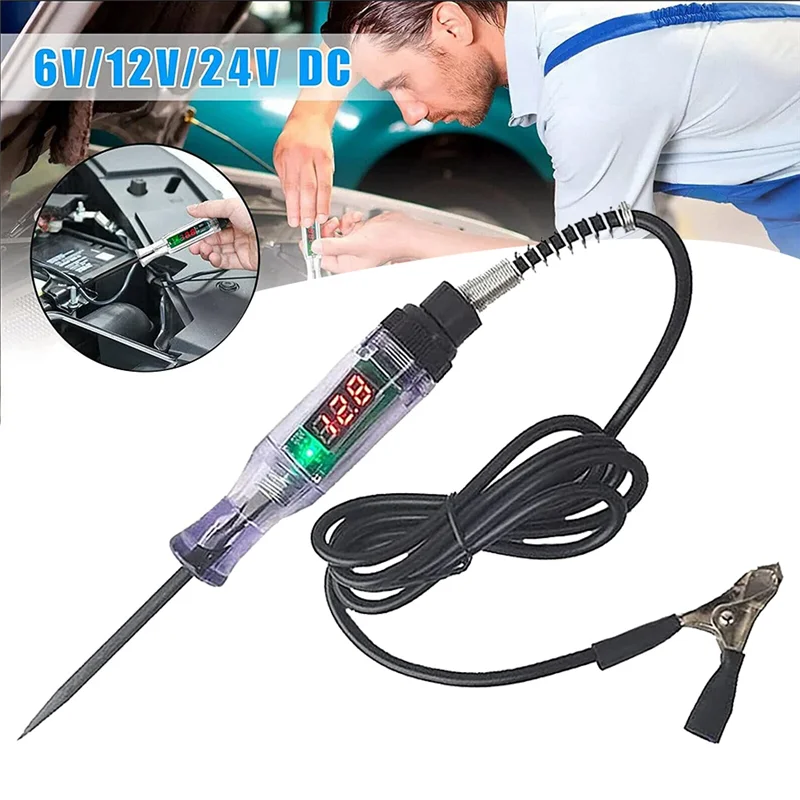 Penna di prova del circuito del camion dell'automobile, Tester del circuito, luce di prova automobilistica digitale 6V/12V/24V DC con guanti