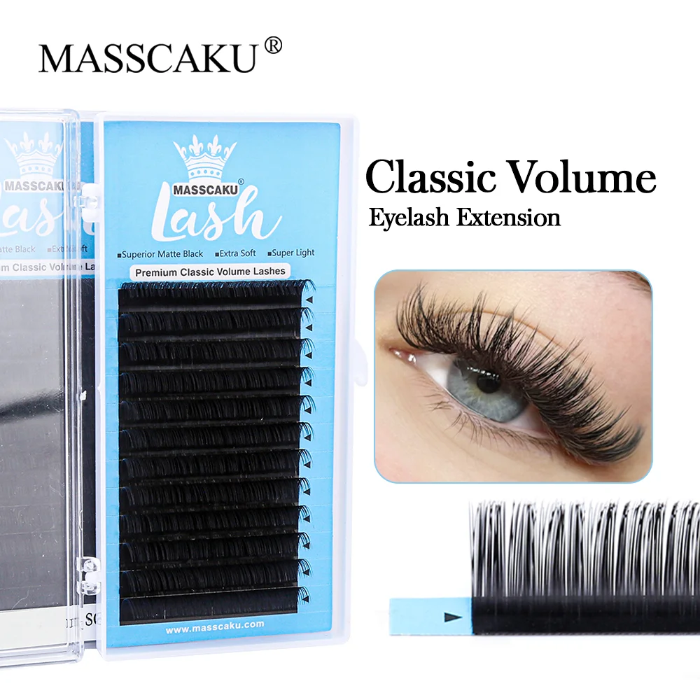 

MASSCAKU synthetic 0.05/0.07/0.10/0.15/0.20/0.25 mink black comfortable individual eyelash extension makeup maquiagem cilios