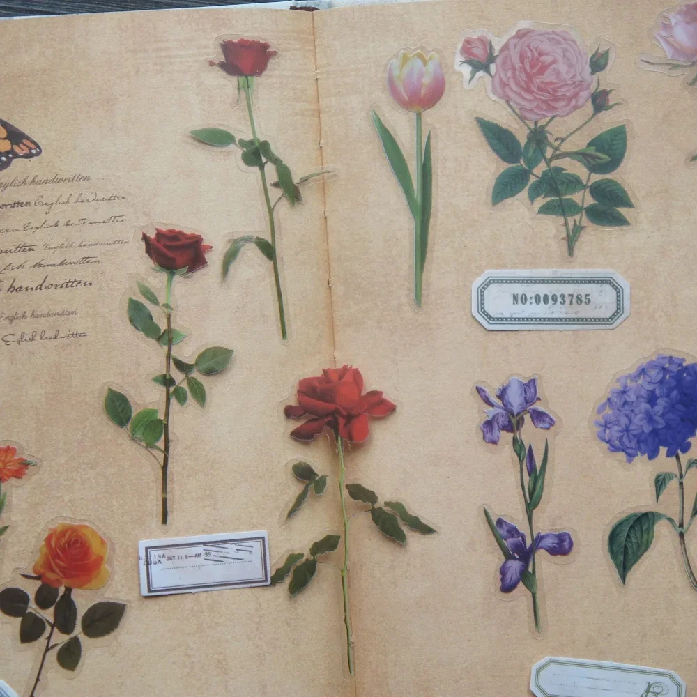 

6pcs MIX Big Size Make Flower Specimens Style PVC Sticker Scrapbooking DIY Gift Label Decoration Tag