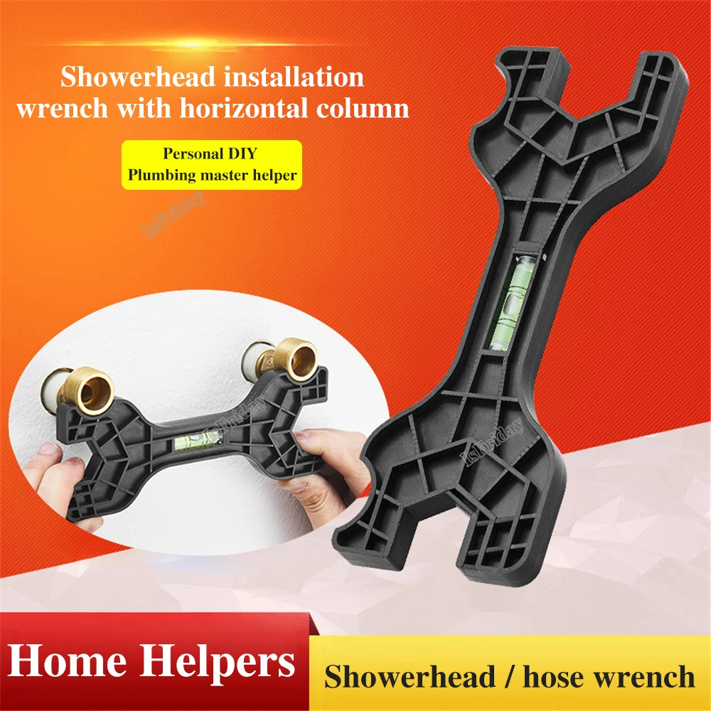 Multifunctional Dual Headed Wrench With Level Manual Tap Spanner Repair Plumbing Tools For Household Faucet Pipe And Toilet