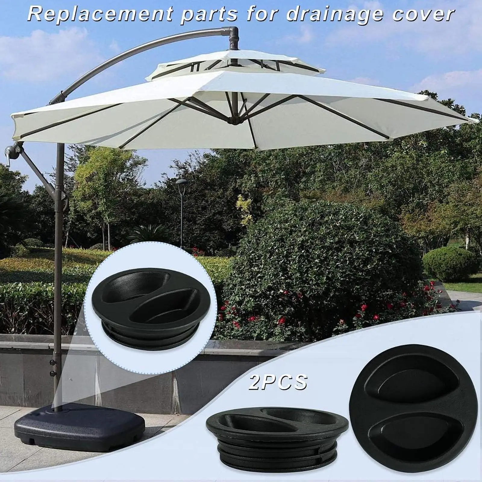 

Patio Umbrella Base Cover Durable PP Water Inlet Lid Replacement Part Easy Fit for Lawn Beach Parasol