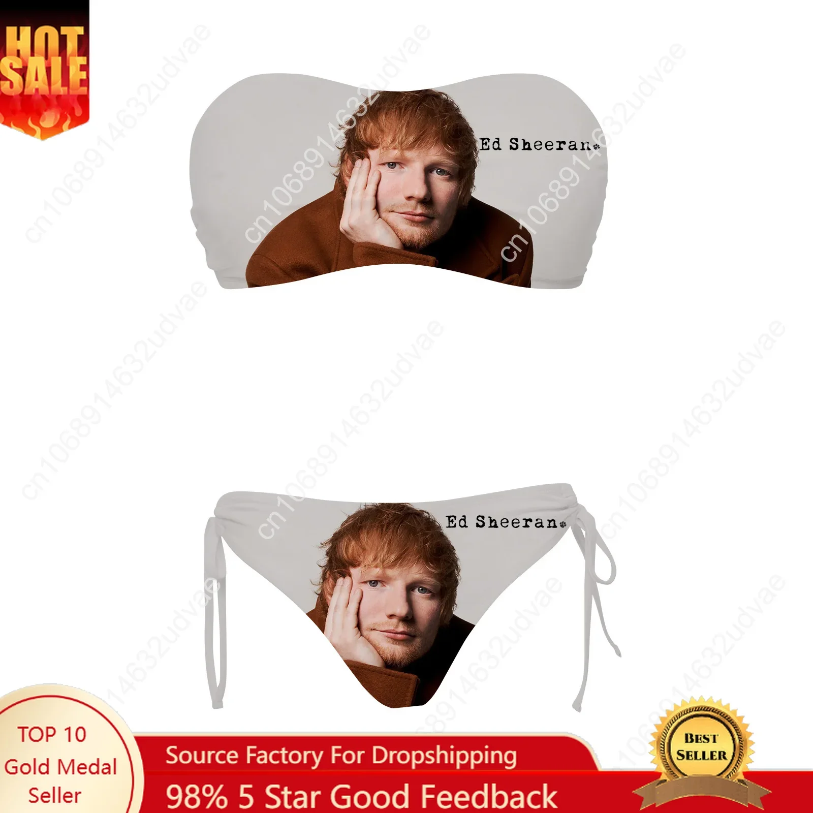 Ed Sheeran Swimsuit Womens Drawstring Two Piece Set Bathing Suits Personalized Swimwear Pool Party Bikini Customize Beachwear