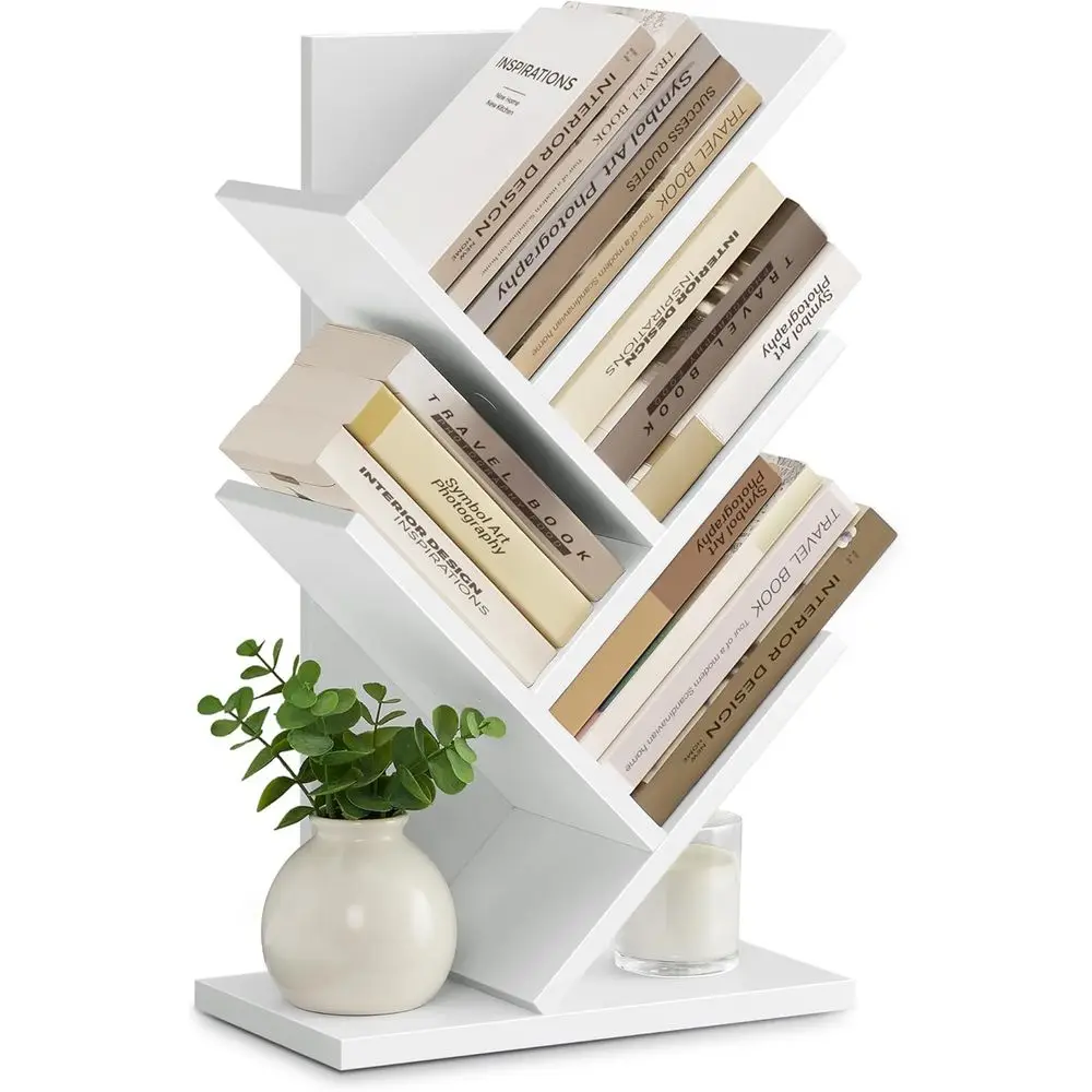 

5-ярусная компактная книжная полка, для книг, компакт-дисков, игр, подходит для спальни, гостиной, домашнего офиса, цвет облачно-белый