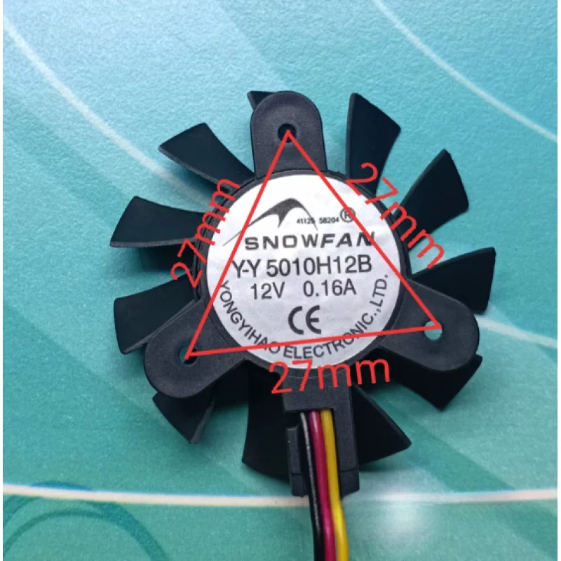 HJY   1 PCS  SNOWFAN Fan YY5010H12B DC12V 3 wire cooling fan hole distance 27mm *ll