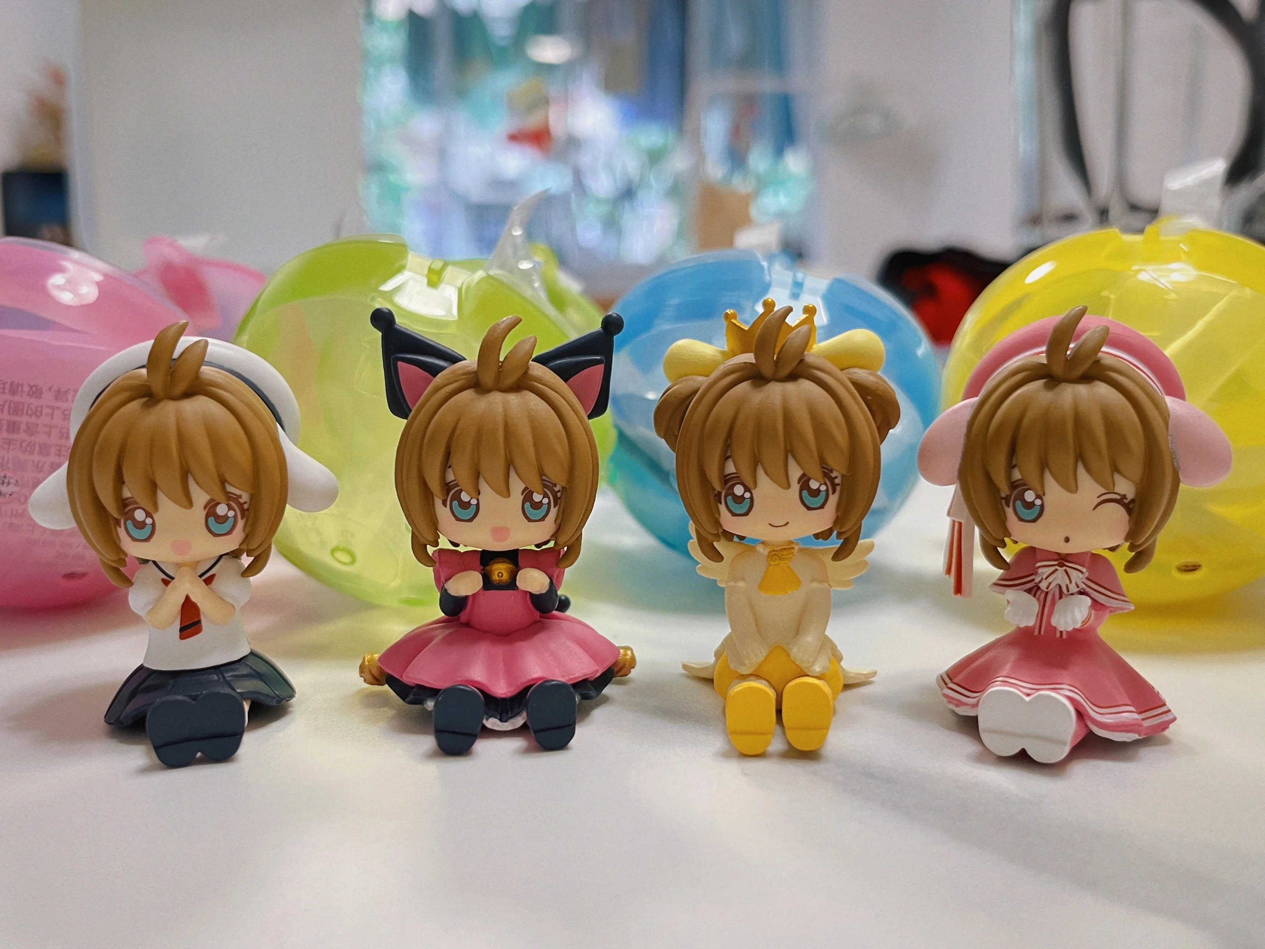 Bandai Cardcaptor Sakura Twisted Eggstoys Original 4pcs Gashapon Sitting Doll Series For Kids Gift Collectible Model Ornaments