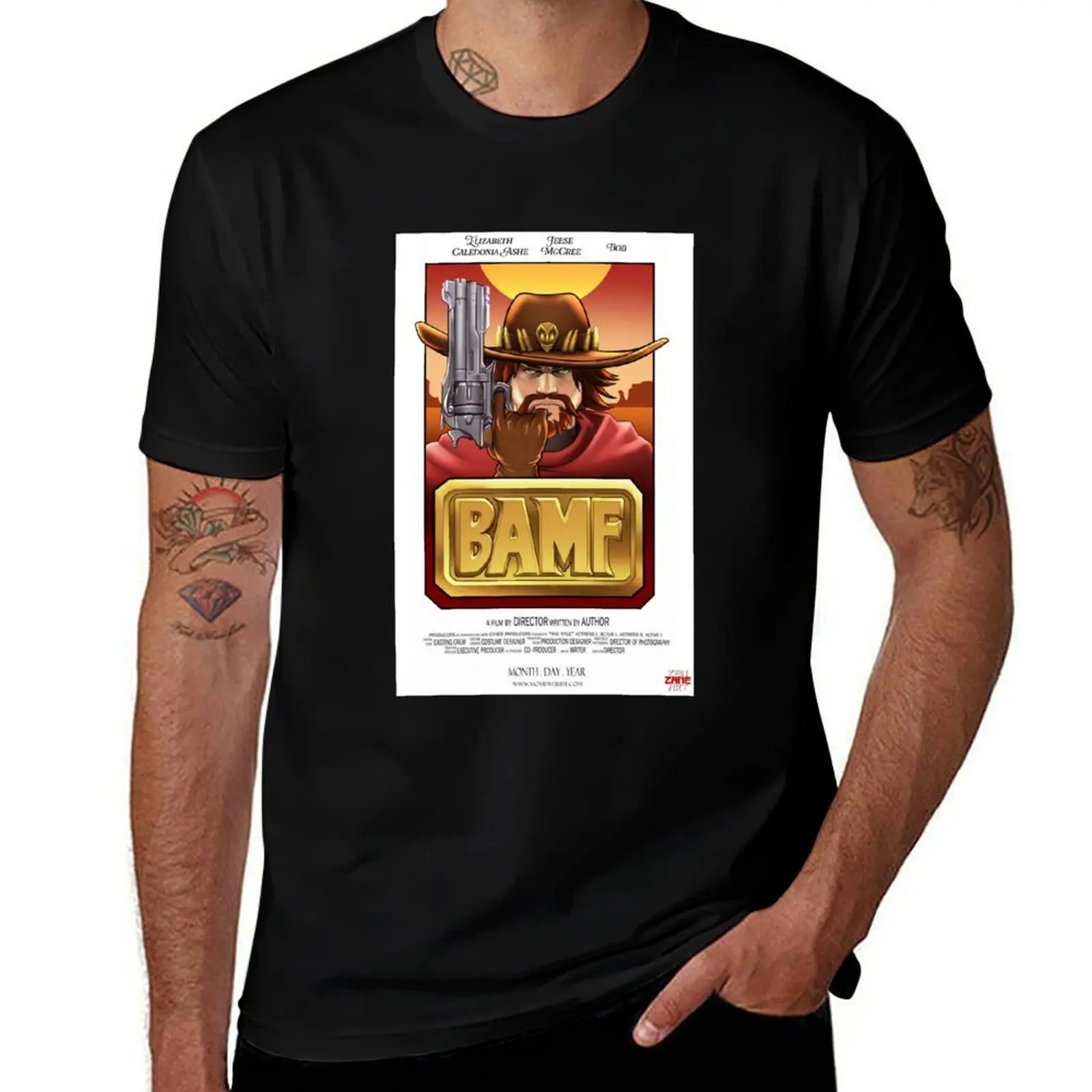 

McCree X Trigun BAMF Movie Poster T-Shirt graphic tee shirt korean fashion Short sleeve tee mens t shirts pack