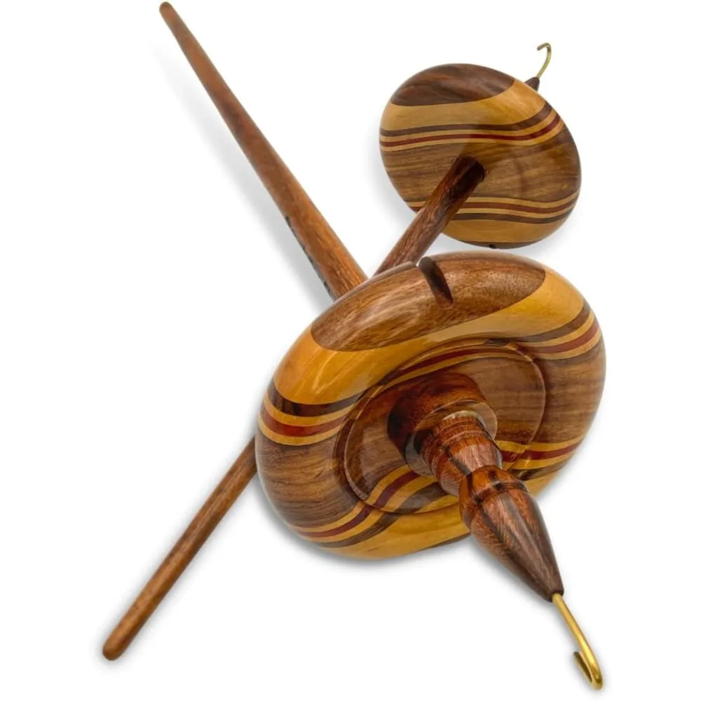 Premium Artisan Top Whorl Drop Spindle for Beginner & Advanced Hand Spinning - 11 inch shaft | 3.25 inch whorl diameter